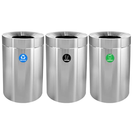 Alpine Industries 50 Gallon Stainless Steel Compost Bin, Recycling Can, and Trash Receptacle ALP475-50-R-T-CO